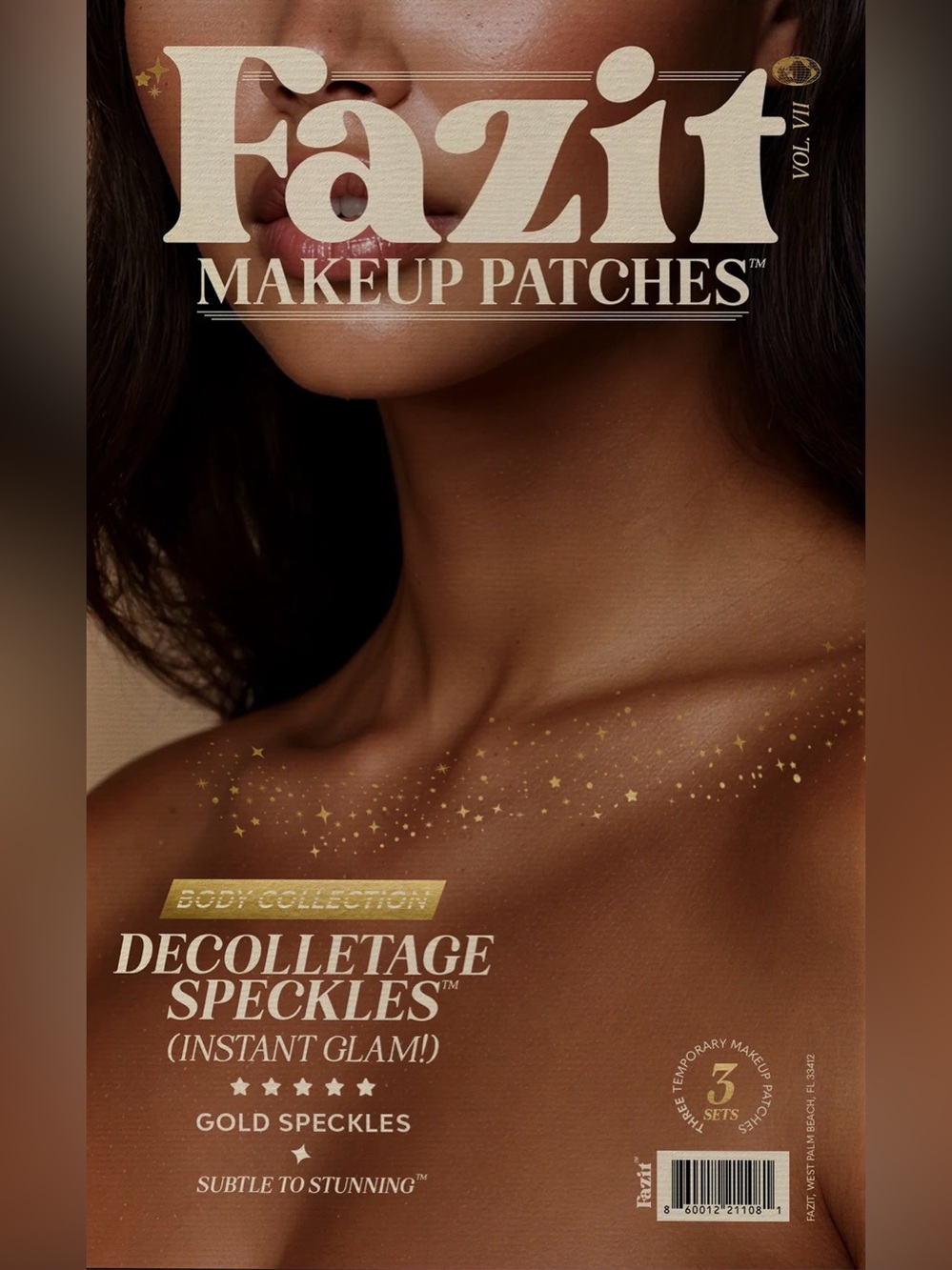 NWT Fazit Gold Decolletage Speckles Glitter Makeup Patches 3 Sets